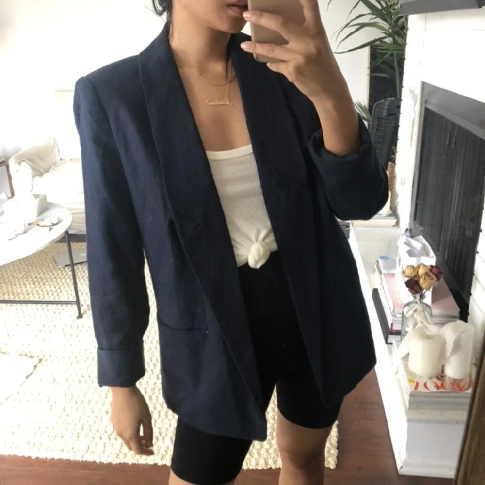 Michael Kors Navy Linen Blazer - Picture 1 of 3